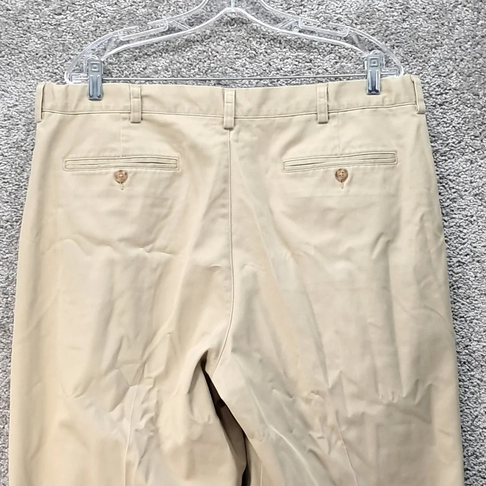 LL Bean Mens Comfort Waist Pleated Chino Pants Tan Khaki 38x30 238076